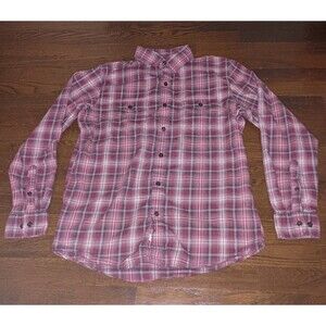 Blake Shelton x Lands' End Shirt Mens Medium 15-15.5 Plaid Flannel Red Black